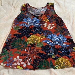 Ann Taylor Loft Red Floral Pattern Tank Size Small